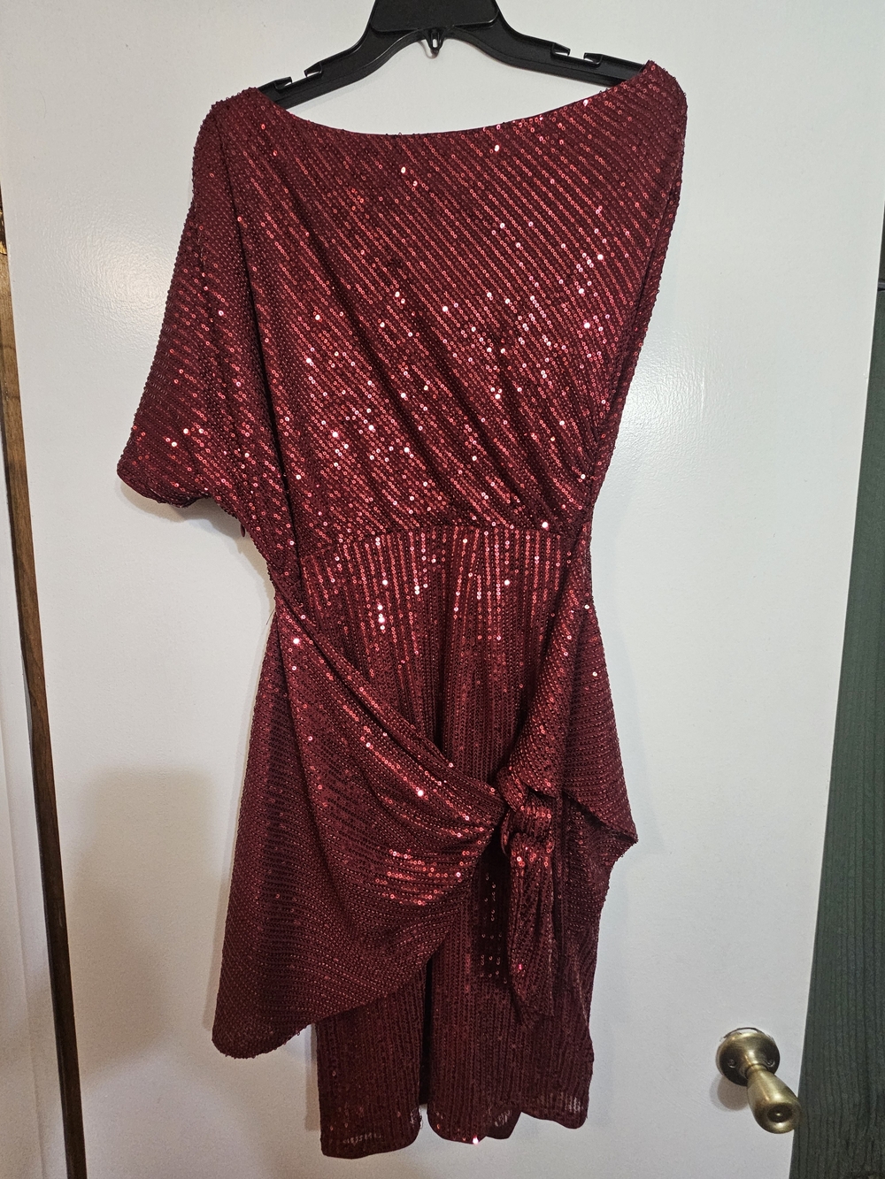 Grace Karin Red Sequin One-Shoulder Party Dress